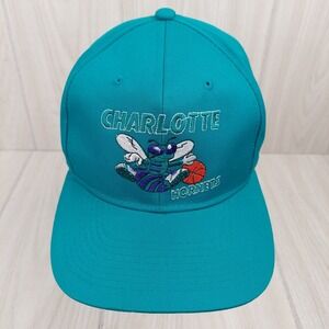 Vintage Charlotte Hornets Hat Cap Snapback Teal‎ NBA Hugo Embroidered Basketball
